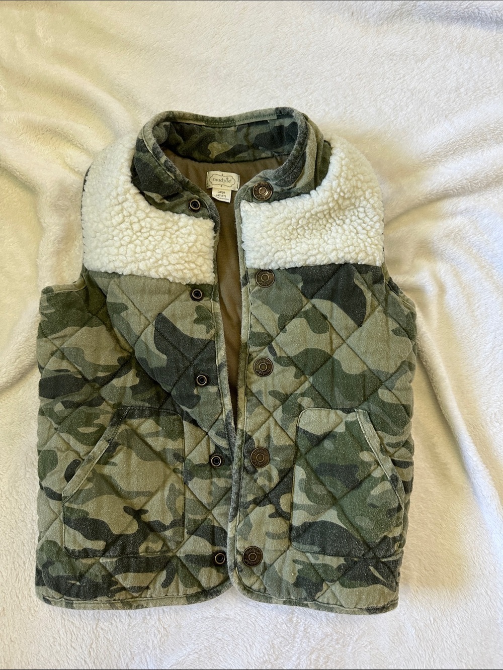 Children's Camo Sherpa-Lined Vest - Green 4-5T